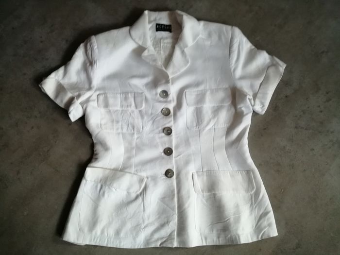 veste avec épaulettes blanche manches courtes doublée Taille 2 Morgan neuve - photo numéro 2