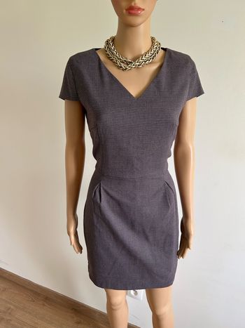 Robe pied de poule à manches courtes La City taille 40 TBE