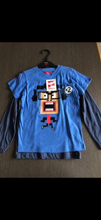 Lot 2 tee shirt manches courtes et longues tissaia 5 ans