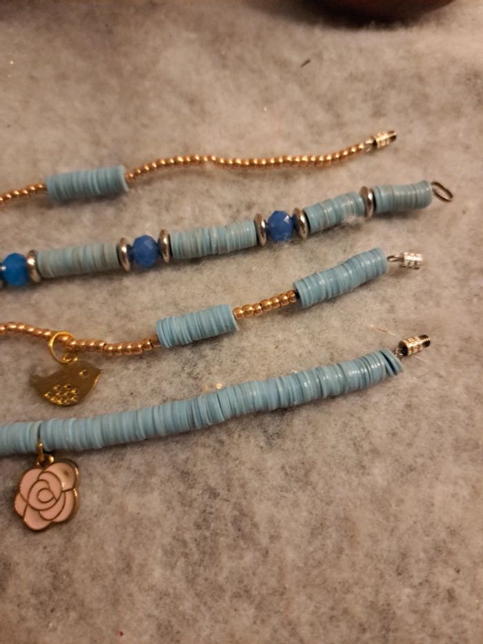 Lot de bracelets bleu et doré heishie - photo numéro 8