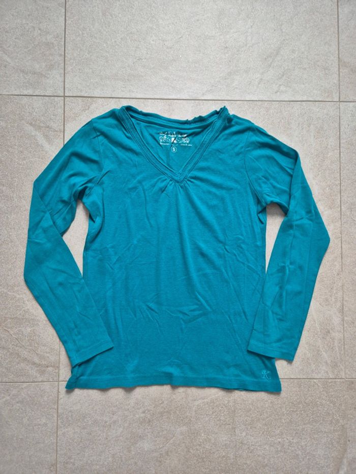 T shirt uni manches longues vert kalais