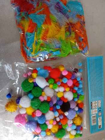 Pompons feutrines et plumes 