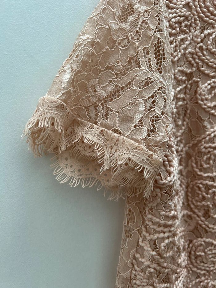 Top Zara trafaluc beige dentelles taille L haut avec zip dans le dos - photo numéro 3