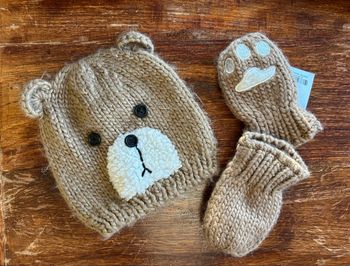 Bonnet et gant en maille ourson bébé taille 6/12mois neuf