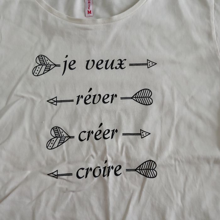 T-shirt femme blanc cassé imprimé Chose Promise taille M - photo numéro 3