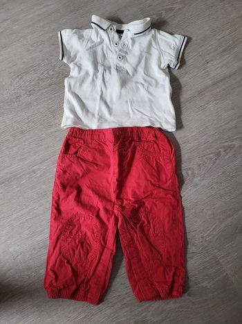 Ensemble polo, salopette et pantalon été 12 mois