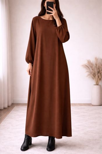 Abaya robe longue marron 