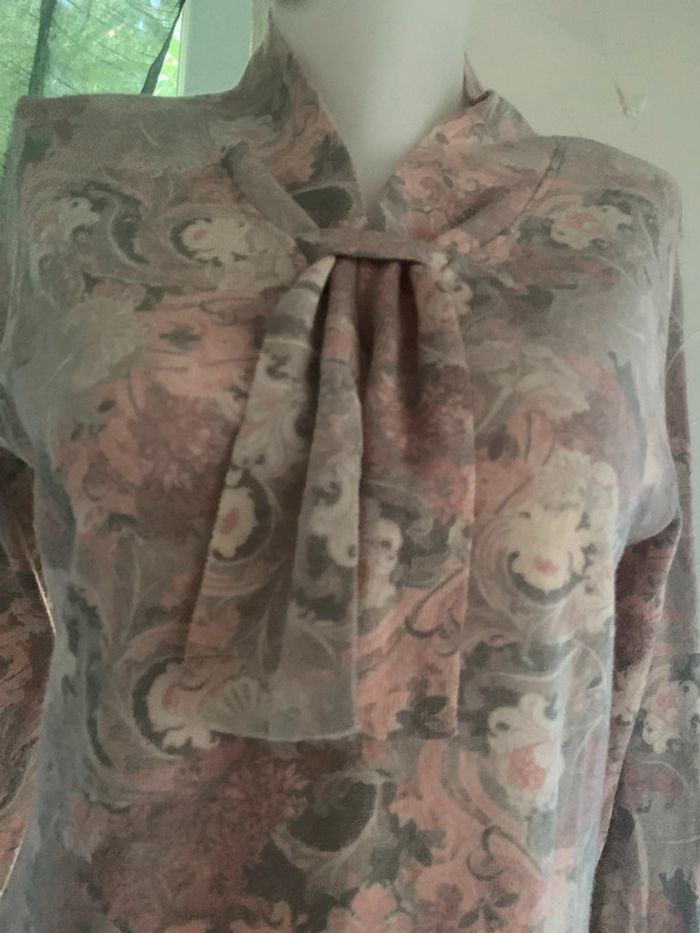 Pull vintage taille 42 manches longues rose gris - photo numéro 4
