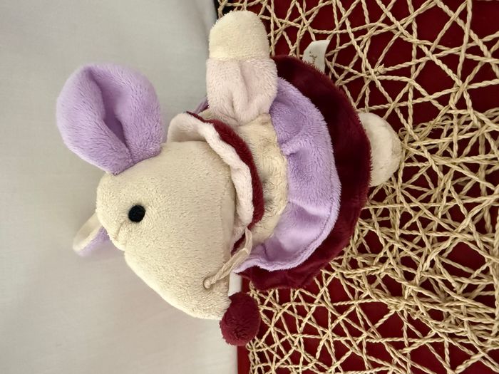 Doudou Boule BabyNat Souris. beige violette Bordeaux