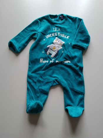 pyjama velours turquoise garcon 3 mois