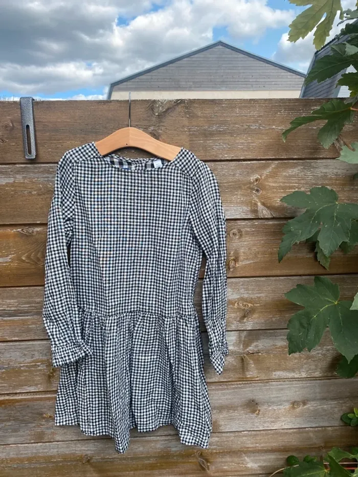 Robe manches longues vichy carreaux noir blanc 8 ans okaidi automne - photo numéro 2