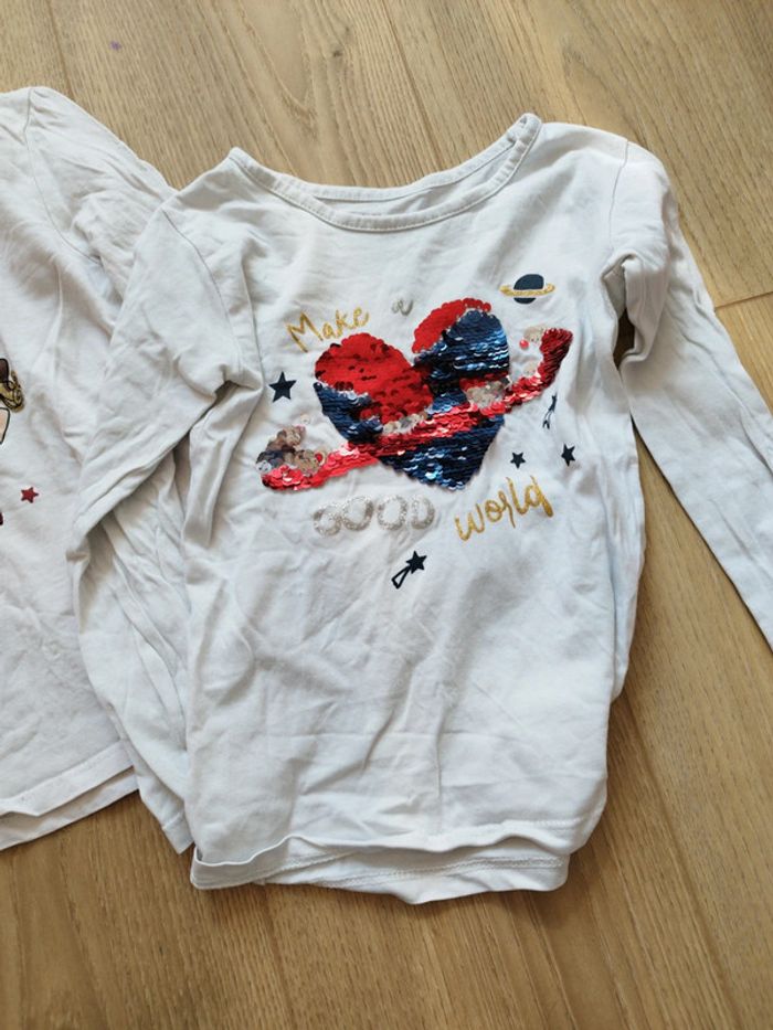 Lot de t-shirt manches longues fille 4 ans à motif - photo numéro 2