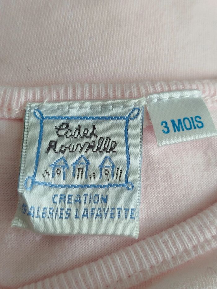 Tee-shirt manches courtes rose thème pirate Cadet Rousselle taille 3 mois - photo numéro 3