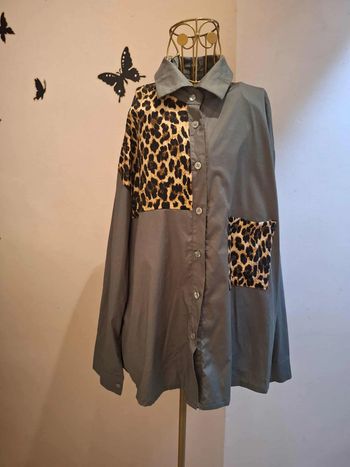 Chemise kaki & léopard - Made in italy