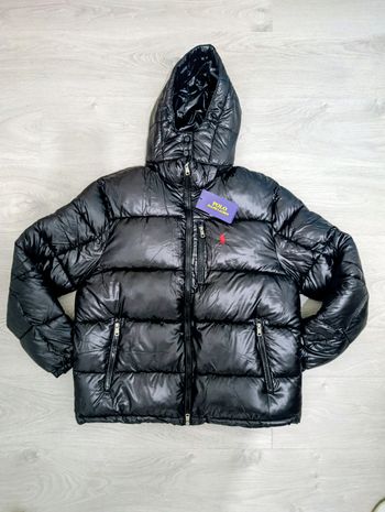 Manteau Polo Ralph Lauren noir brillant taille L