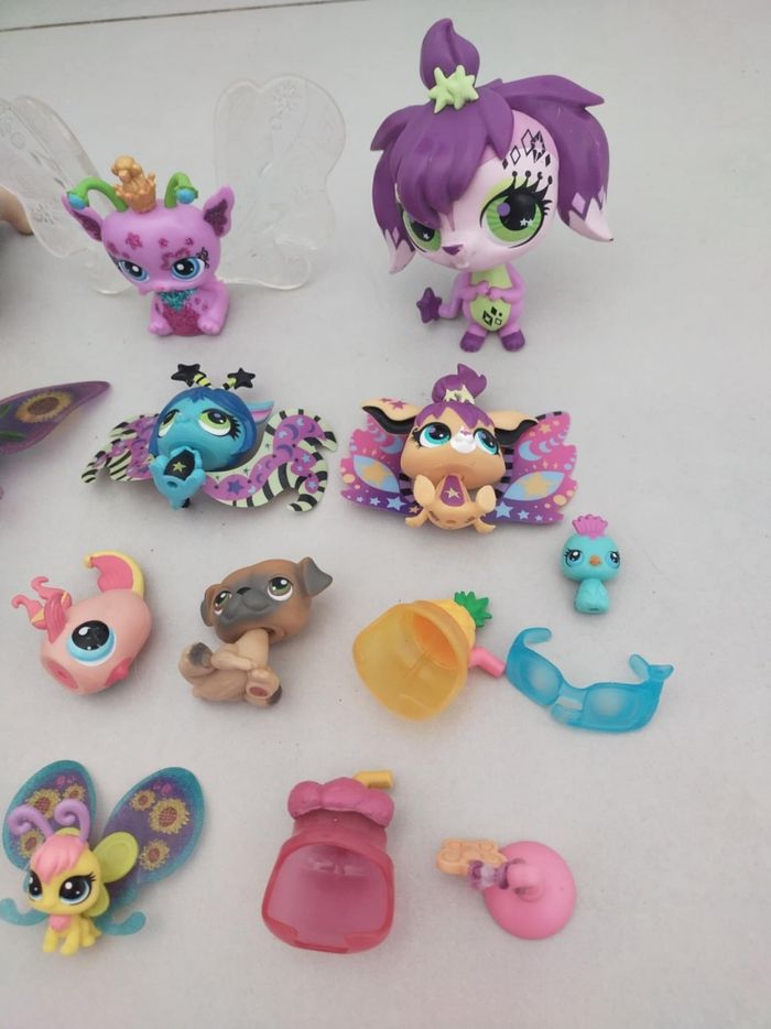 Lot petshop lps taille L, XL et papillons lumineux, lapin, poisson accessoires deguisements - photo numéro 3
