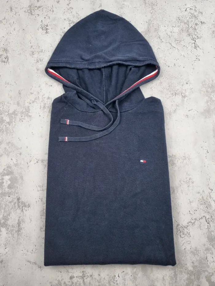 Sweat à capuche Tommy Hilfiger Bleu Marine – Taille M Homme (mesures en photos) - photo numéro 2