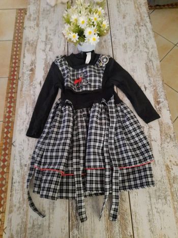Robe vintage a carreau noir et blanc avec un Dalmatien