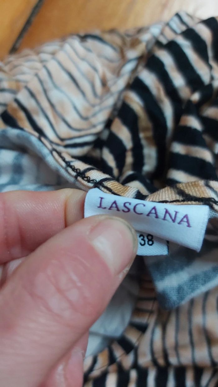 Robe beige et noire- imprimé- longue / lascana taille M - photo numéro 10