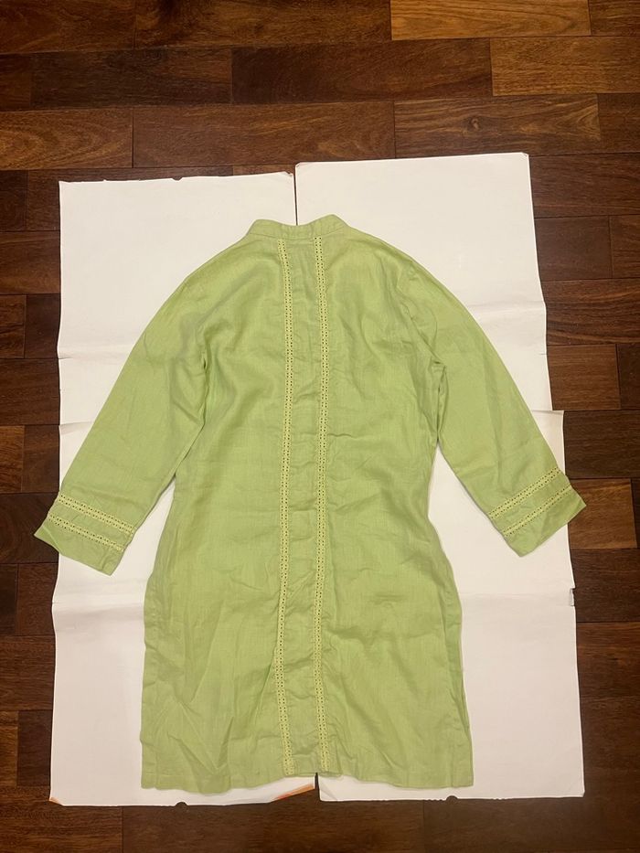 Robe mi longue manches longues verte brodé steffen schraut - photo numéro 7