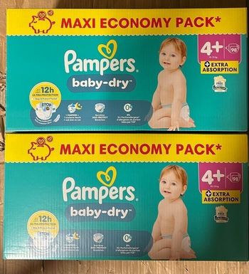 Lot de 02 cartons pampers T4+ maxi 