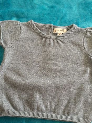 pull manches courtes grain de blé 6 mois tbe