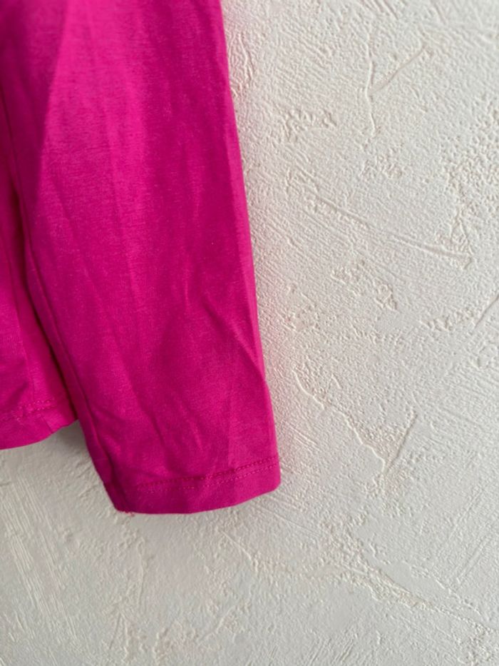 T-shirt rose col roulé en coton manches longues imprimée fille 10 ans comme neuf - photo numéro 5