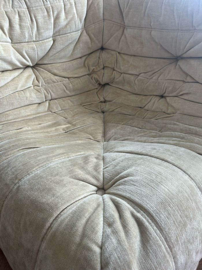 Canapé d’angle TOGO Ligne Roset Michel Ducaroy vintage velours beige 1970 - photo numéro 5