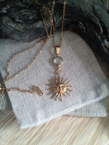 Collier soleil et connecteur en cristal de quartz