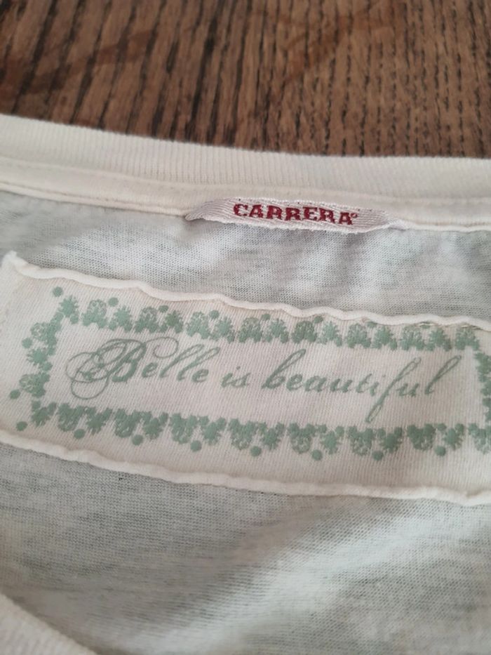 Jolie T-shirt femme vert/beige Carrera taille S - photo numéro 13