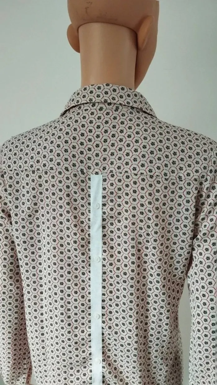 Blouse chemise beige avec motifs fleurs taille s femme - photo numéro 6