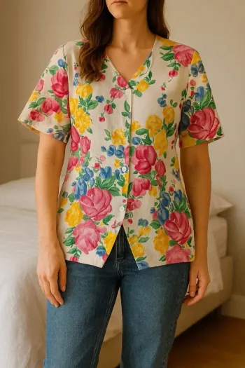 Chemisette été à fleurs 42 Vintage