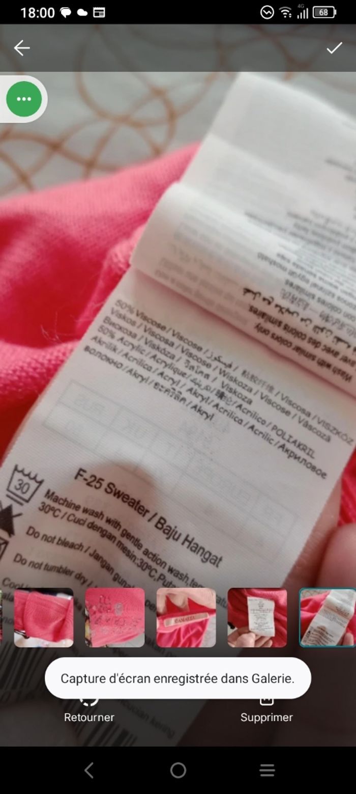 Pull femme 44 rose détails pailletés sequins c79 - photo numéro 9