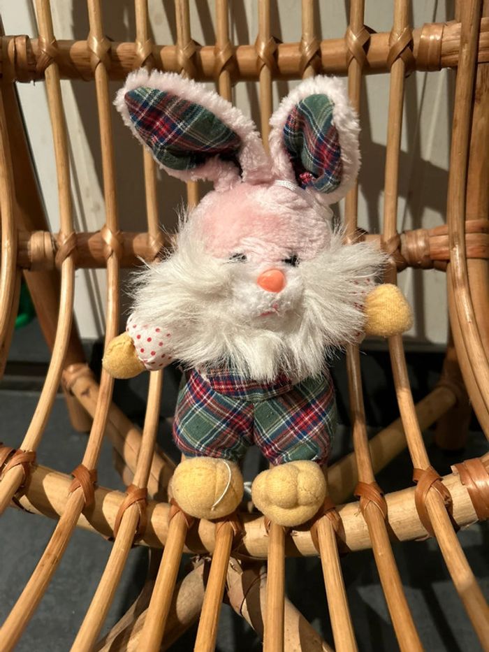 Peluche lapin rose vintage - photo numéro 2