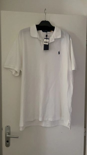 Polo Ralph Lauren blanc sigle bleu marine
