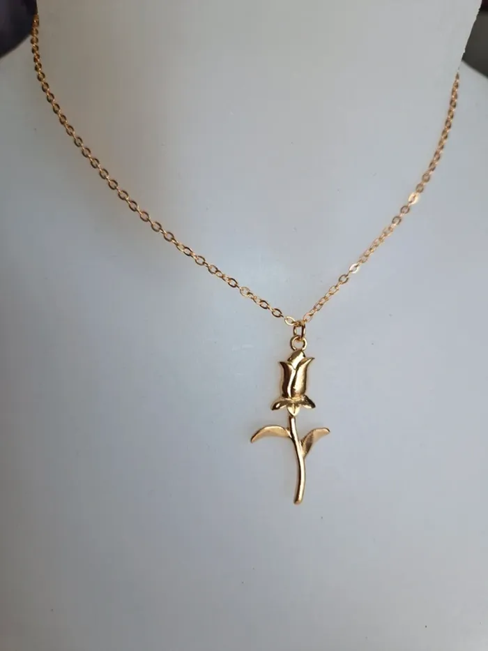 Collier fantaisie doré fleur tulipe