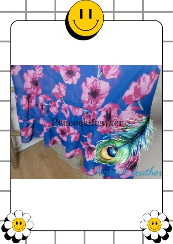 Robe longue fleurie bleue et rose TU - photo numéro 4