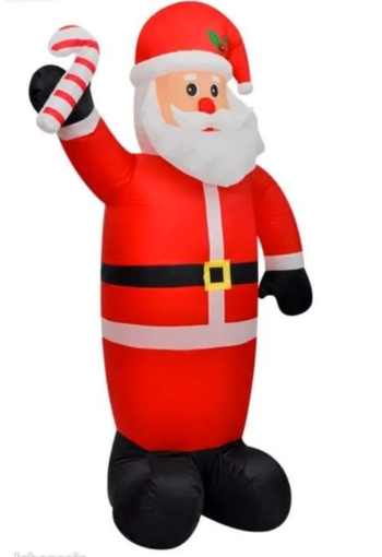 Neuf Père Noël Gonflable avec LED et canne en bonbon