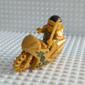 Figurine Ninjago : Ninja Doré sur sa Moto , style lego