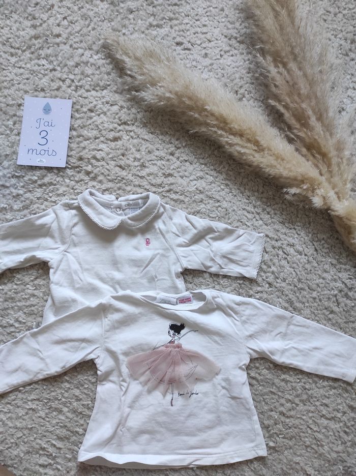 2 tee shirt bébé 3 mois