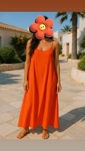 Jolie robe été ample corail ample très légère taille unique