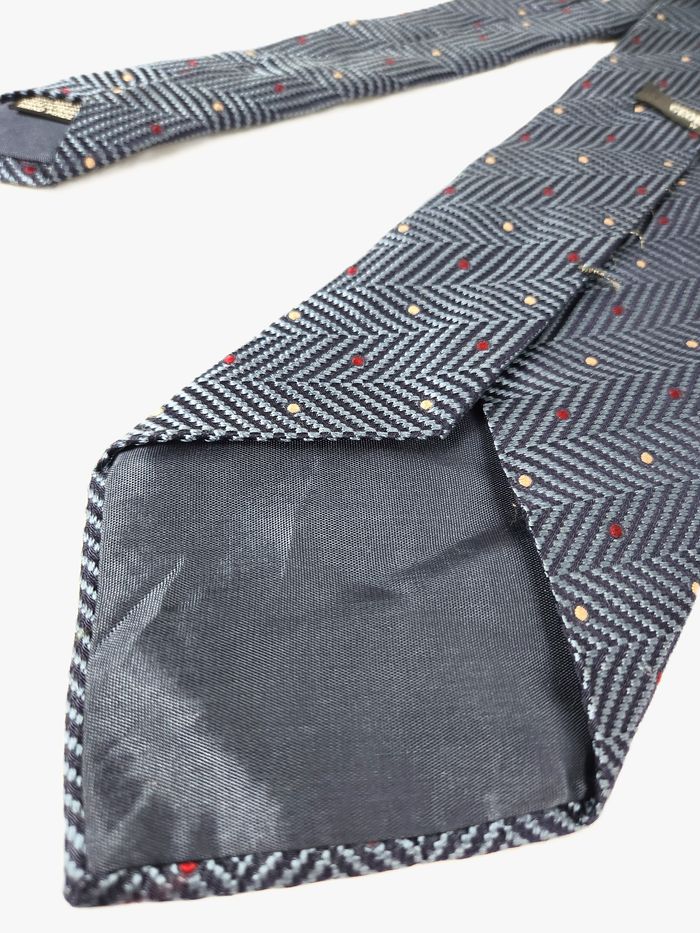 Cravate en Soie Georges Rech - Motif Chevron Pois Rouge & Or - Vintage Luxe - photo numéro 3