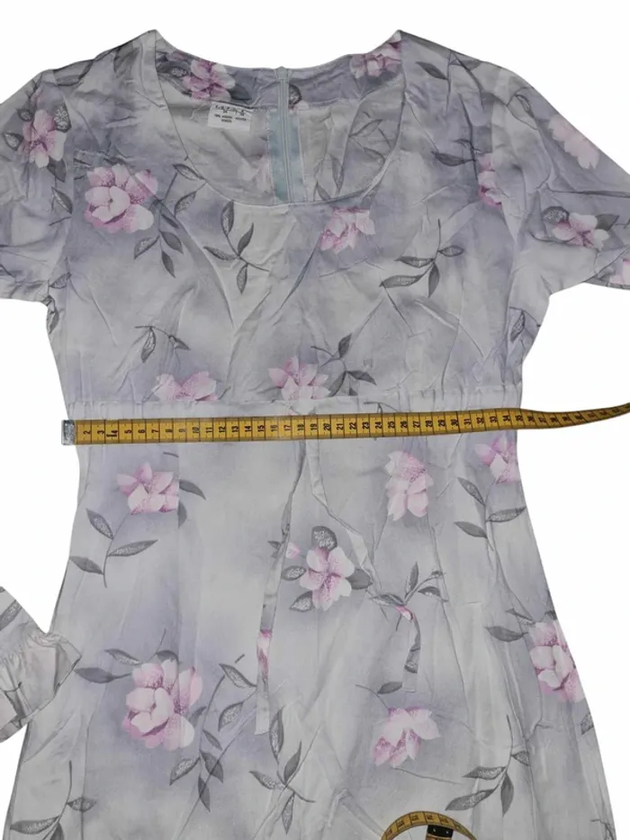 robe florale vintage 100% viscose femme taille 34 - photo numéro 12