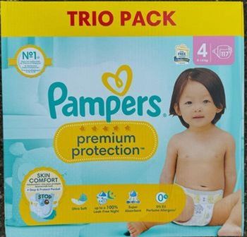 Trio pack couches Pampers Premium taille 4 (117 couches)
