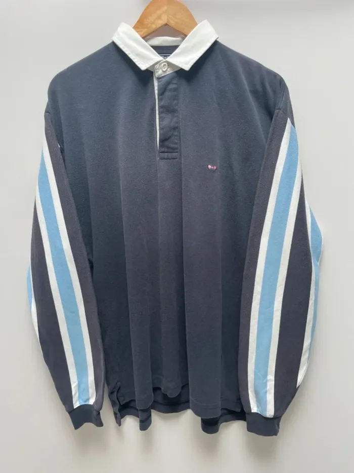 Polo Eden Park Mens Size Large long sleeves navy blue - photo numéro 2