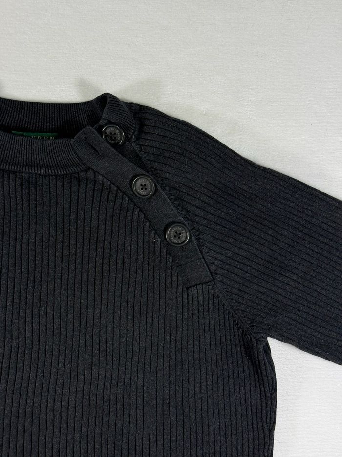 Pull noir côtelé Ralph Lauren pour femme taille M Boutons sur l'épaule en 100% coton - photo numéro 3