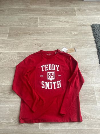 T-shirt à manches longues rouge Teddy Smith rétro vintage 16ans