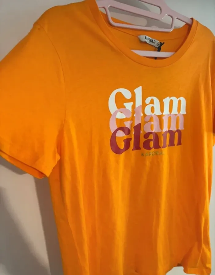 T-shirt femme Kaporal orange Glam – Taille M – Neuf - photo numéro 3