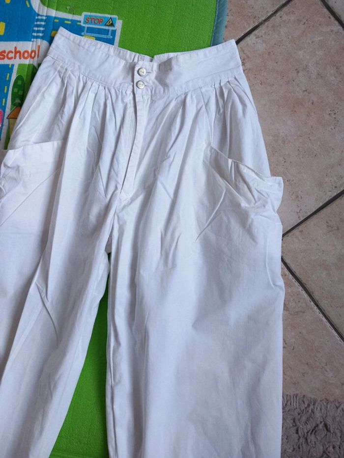 🚪pantalon/ pantacourt blanc coton T38 - photo numéro 3