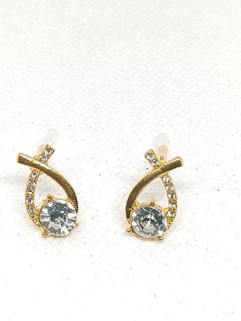Boucles d'oreilles strass diamant doré